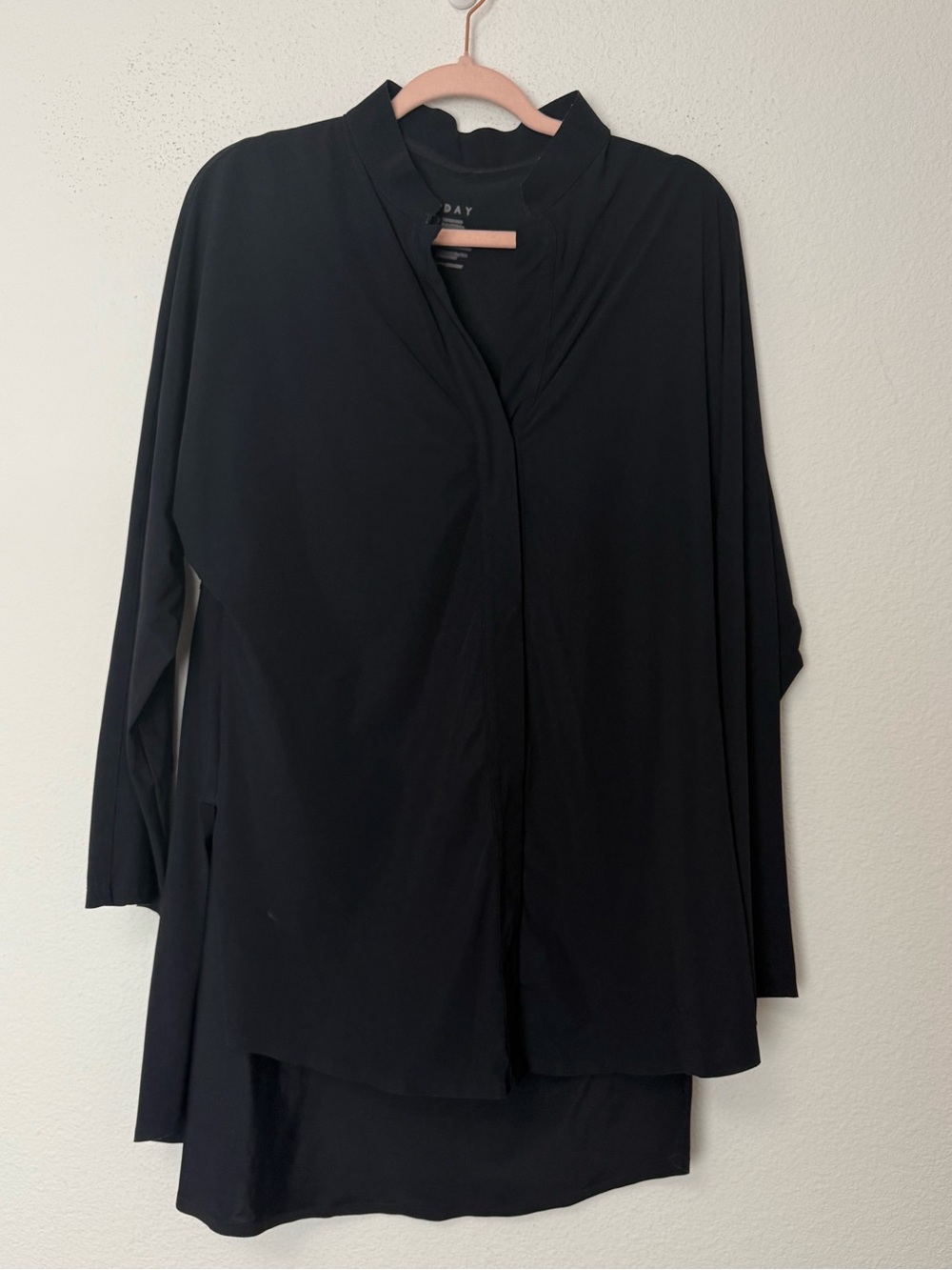 Aday Something Borrowed Shirt Dress Size XL Black Draped Oversized Minimalist